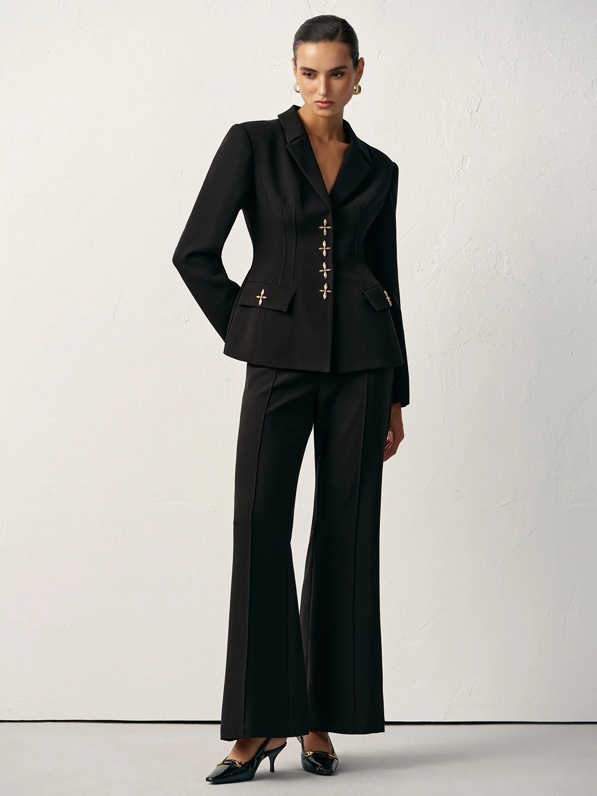 Mid-Waist Flared Pants - Wholesalesil