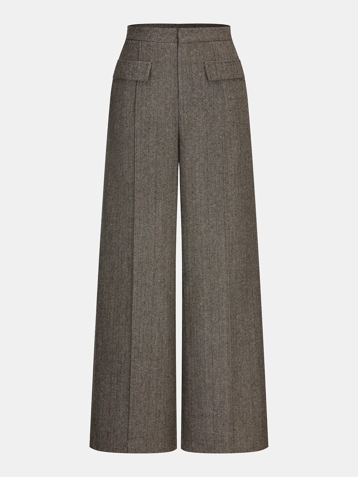 Herringbone Tweed Wide-Leg Pants - Wholesalesil