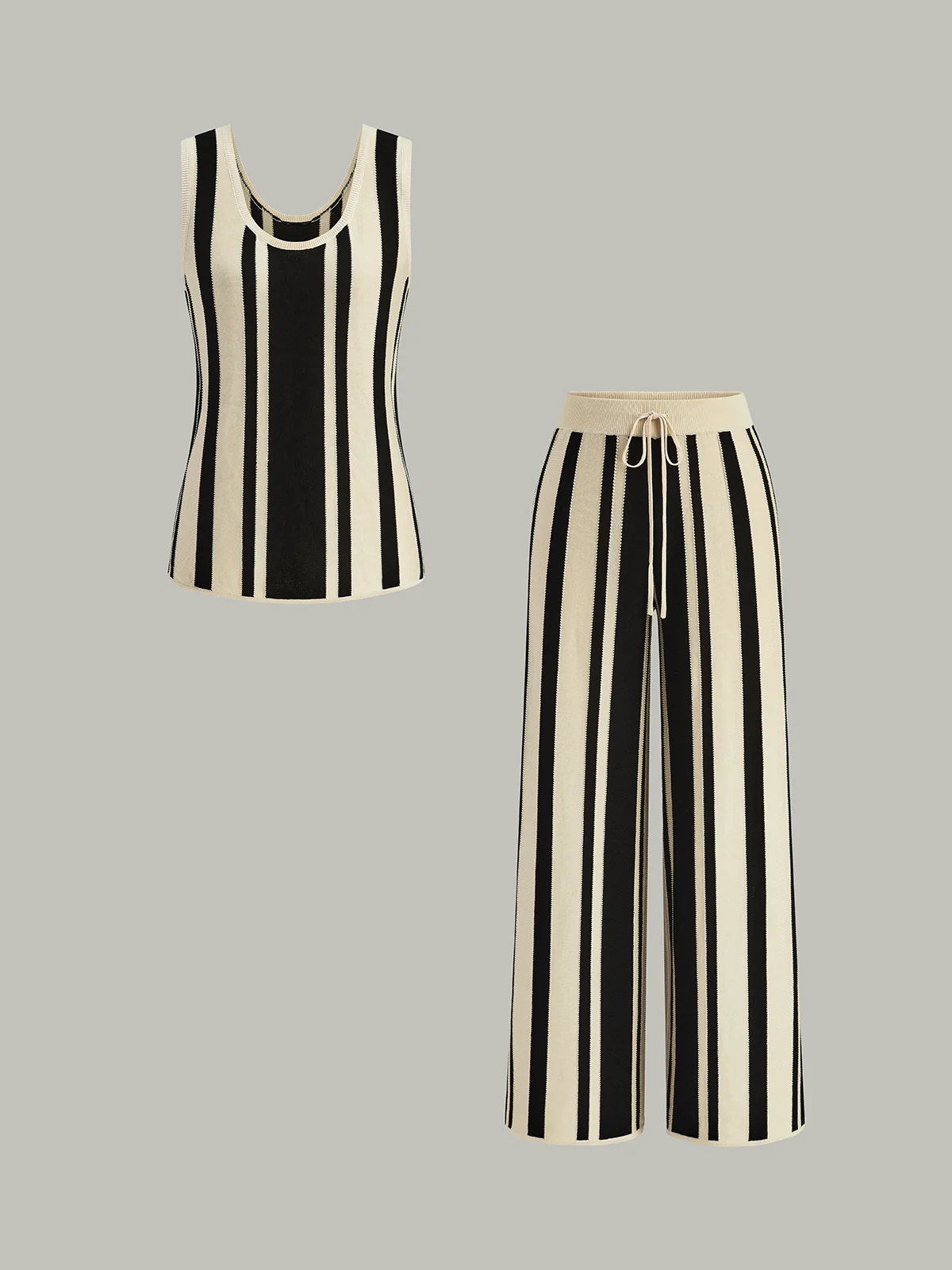 Striped Knit High-Waist Pants - Wholesalesil