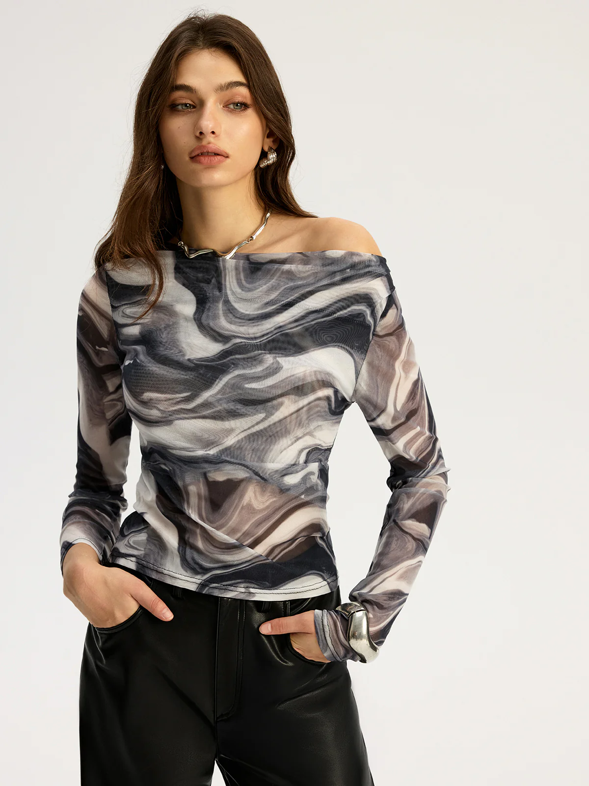 Stormy Mesh Off Shoulder Top - Wholesalesil