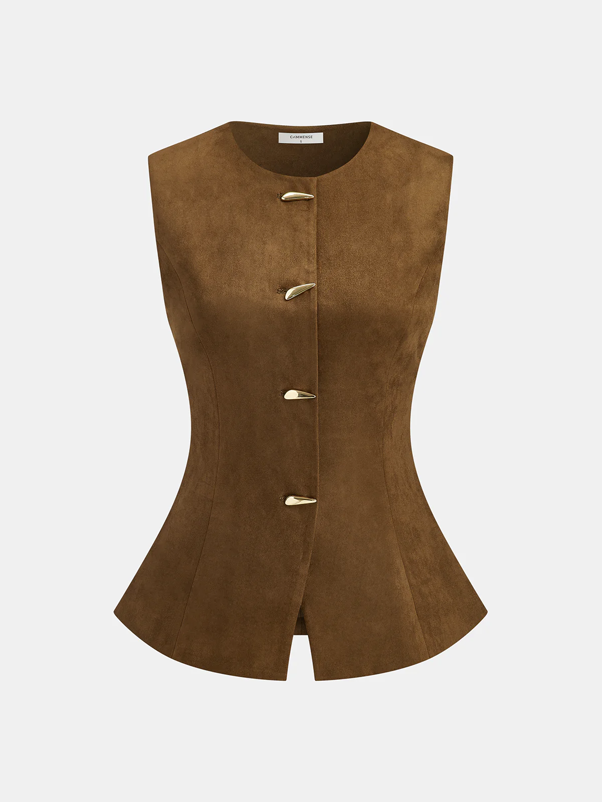 Metal Button Suede Effect Vest - Wholesalesil