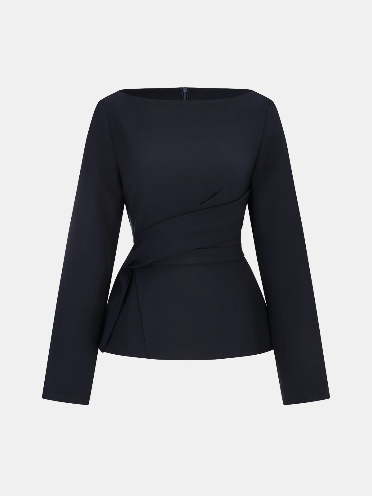 Long Sleeve Asymmetric Blouse - Wholesalesil