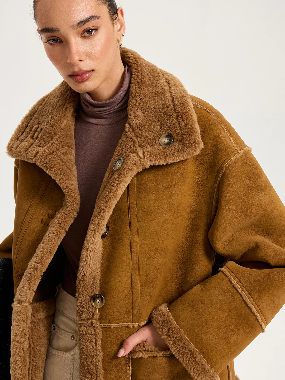 Reversible Shearling Collared Jacket - Wholesalesil