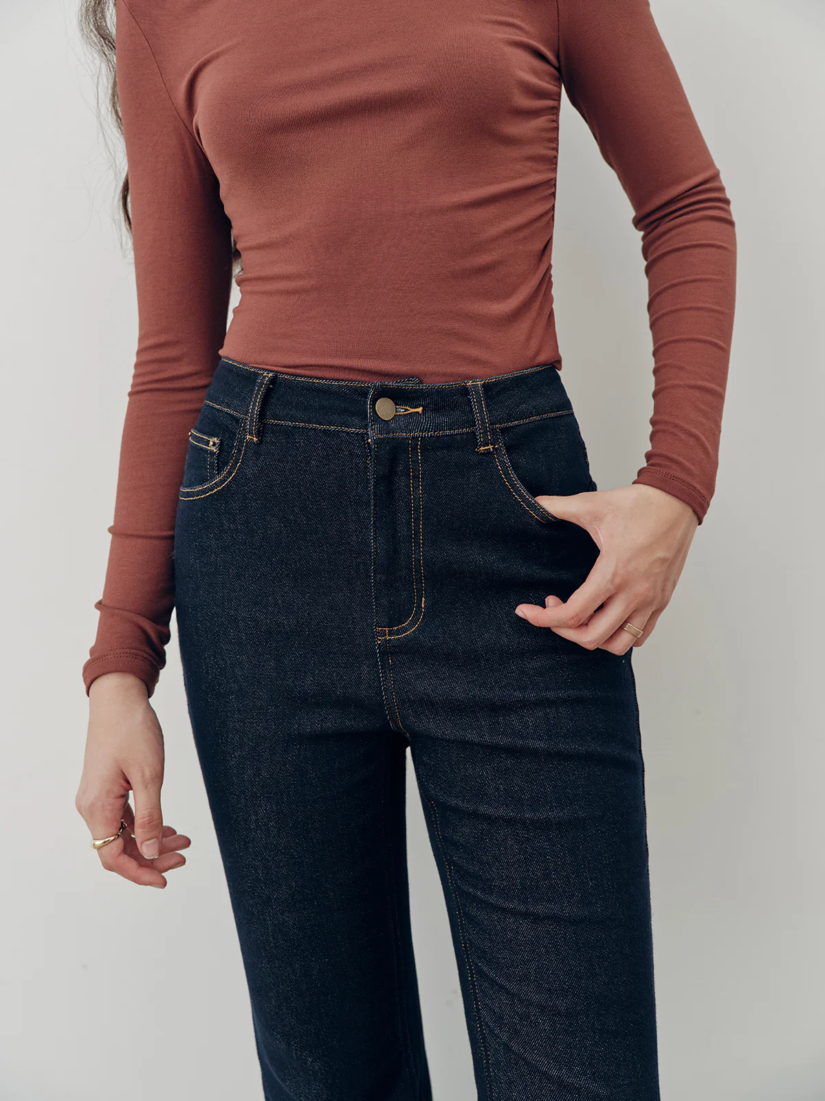 Denim Mid-Waist Flared Jeans - Wholesalesil