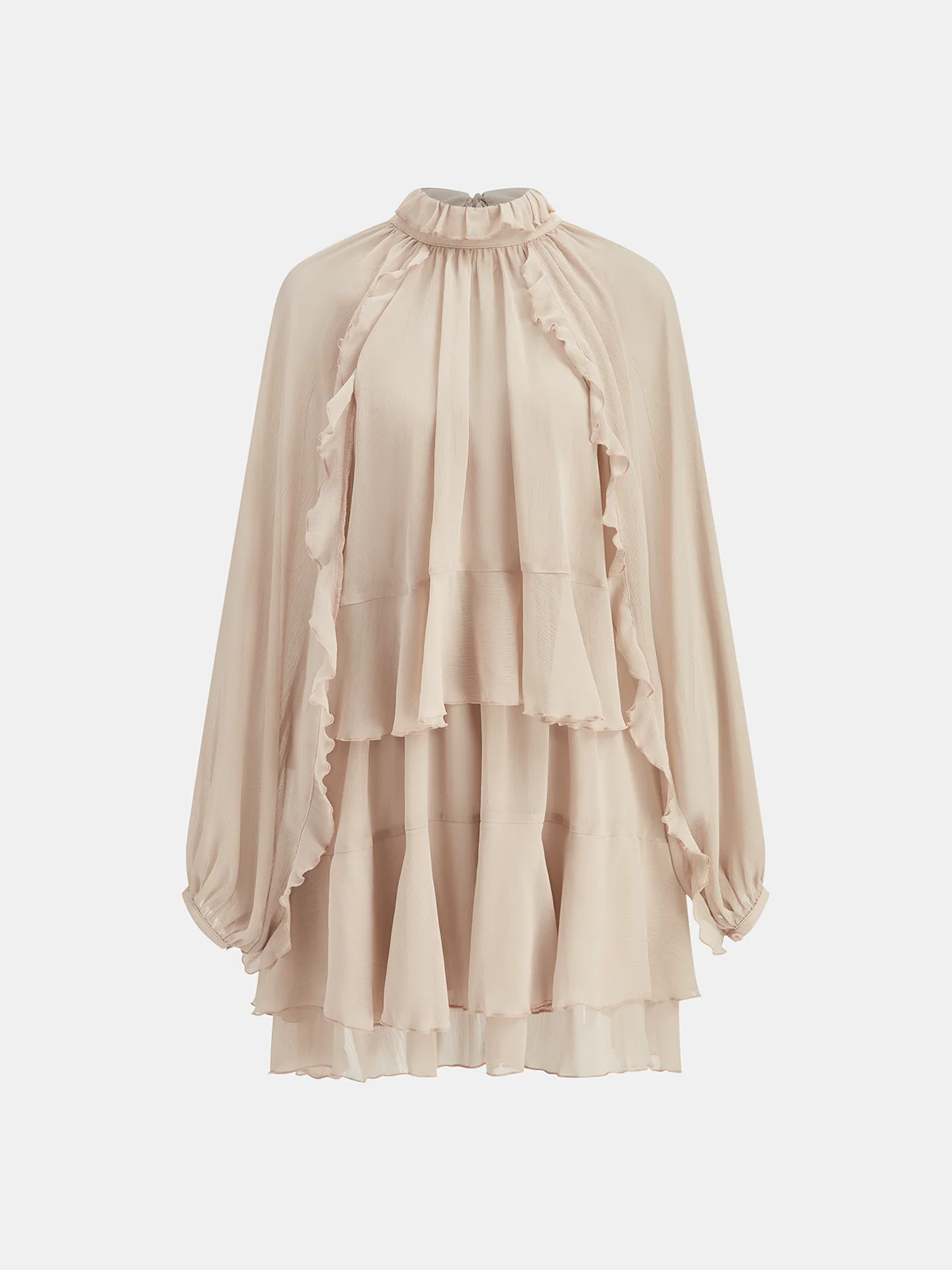 Tiered Ruffle Chiffon Mini Dress Set with Liner - Wholesalesil