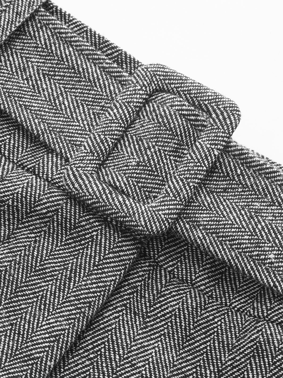 Belted Herringbone Wide-Leg Pants - Wholesalesil