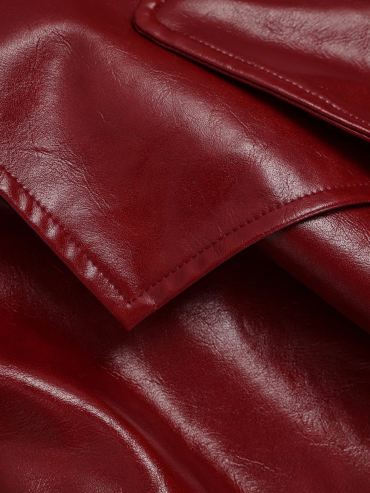 Belted Faux Leather Long Trench Coat - Wholesalesil