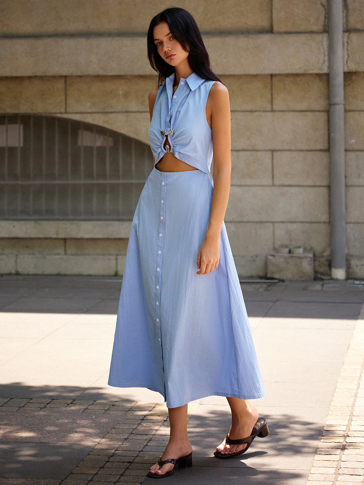 Metal Decor Cutout Dress - Wholesalesil