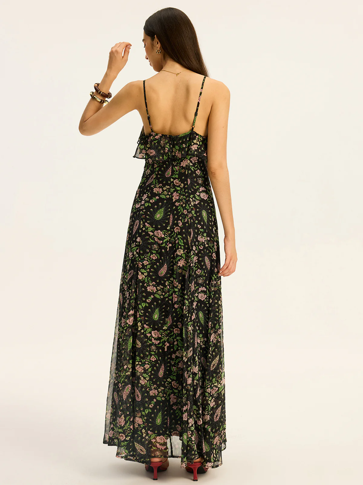 Floral Printed Chiffon Maxi Dress - Wholesalesil
