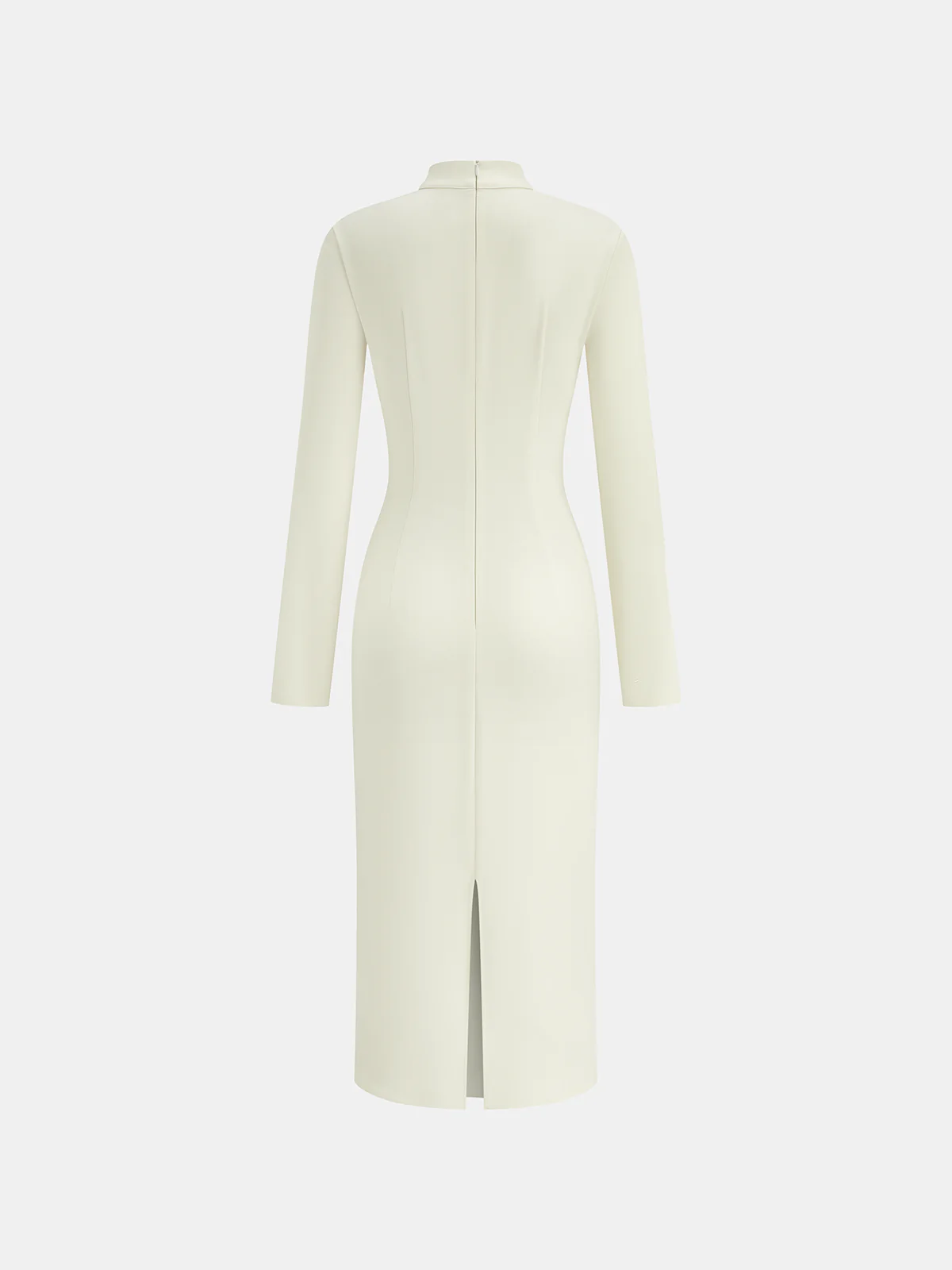 Stand Collar Long Sleeve Cut-Out Fitted Dress - Wholesalesil