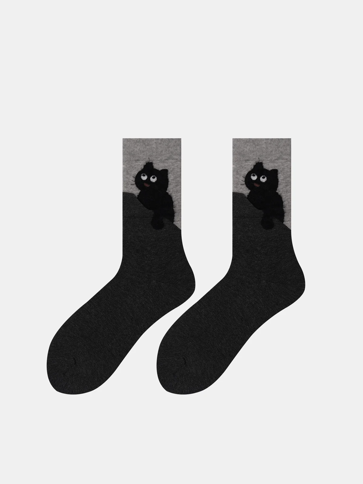 Cat Graphic Detail Mid-Calf Socks - Wholesalesil