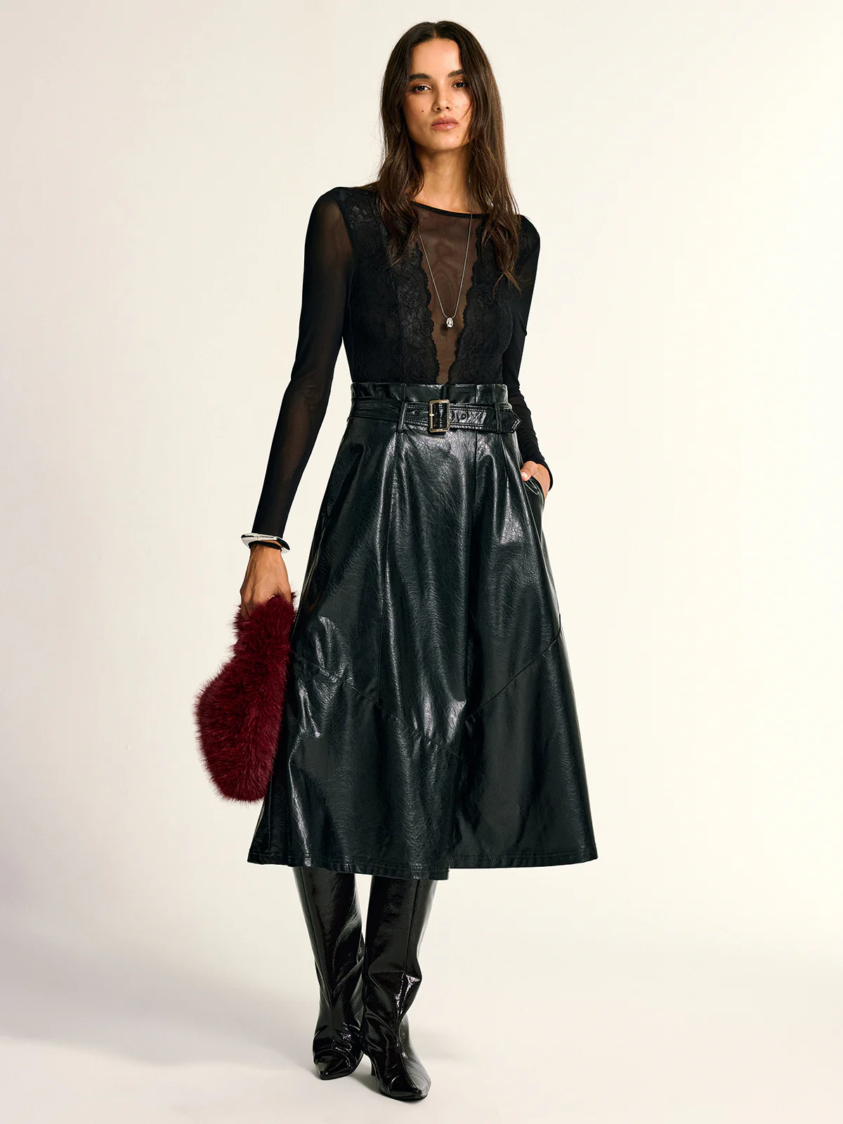 Long Sleeve Sheer Lace Mesh Bodysuit - Wholesalesil