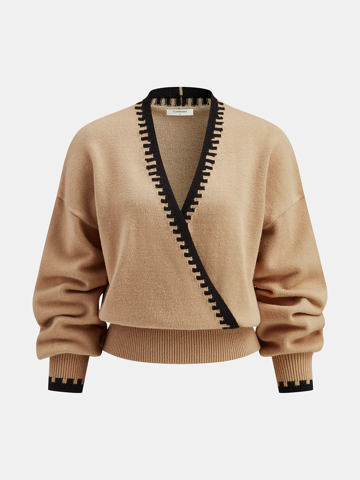 Contrast Stitch V-Neck Knit Sweater - Wholesalesil