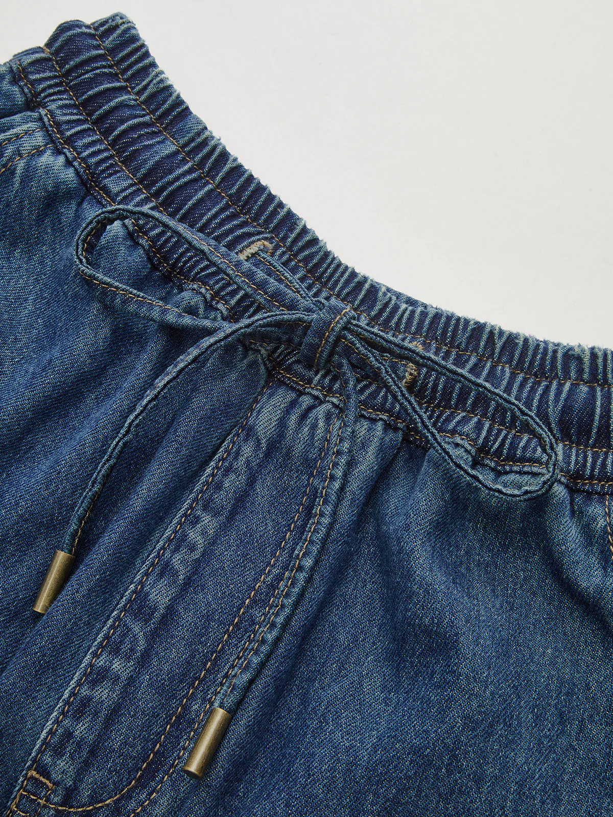 Denim Drawstring Waist Wide-Leg Pants - Wholesalesil