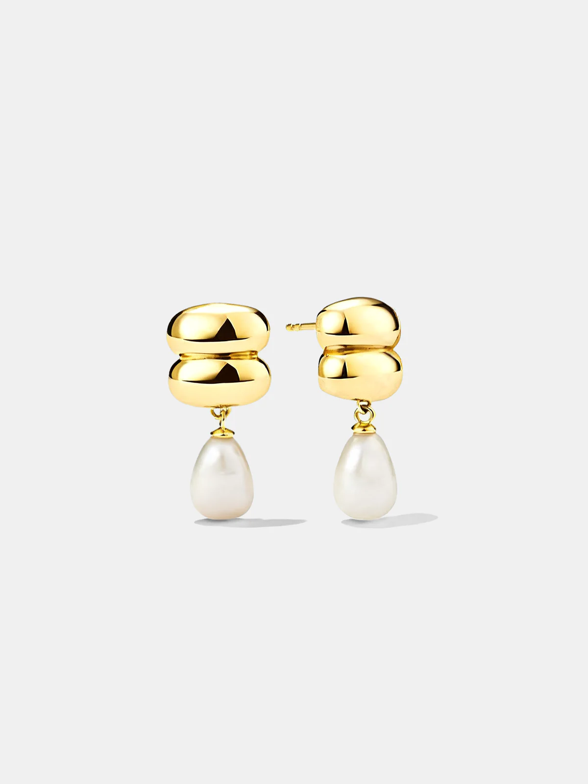 Teardrop Pearl Double-Dome Drop Earrings - Wholesalesil