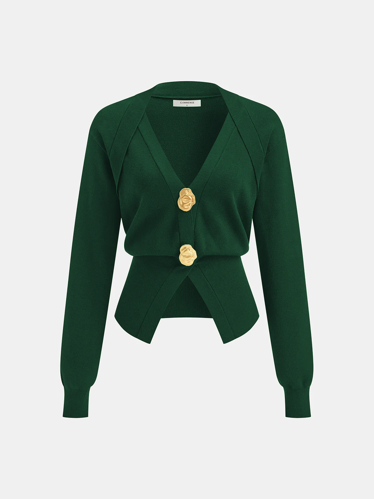 Metal Button V-Neck Knit Cardigan - Wholesalesil