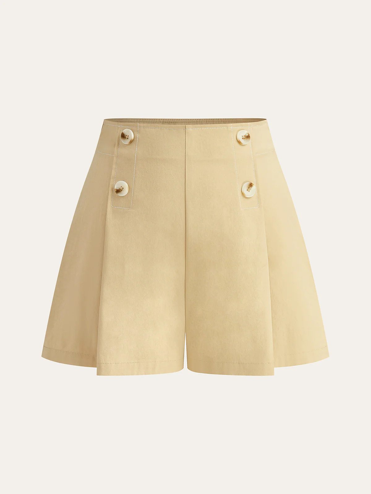 High-Waisted Button -Detail Wide-Leg Shorts - Wholesalesil
