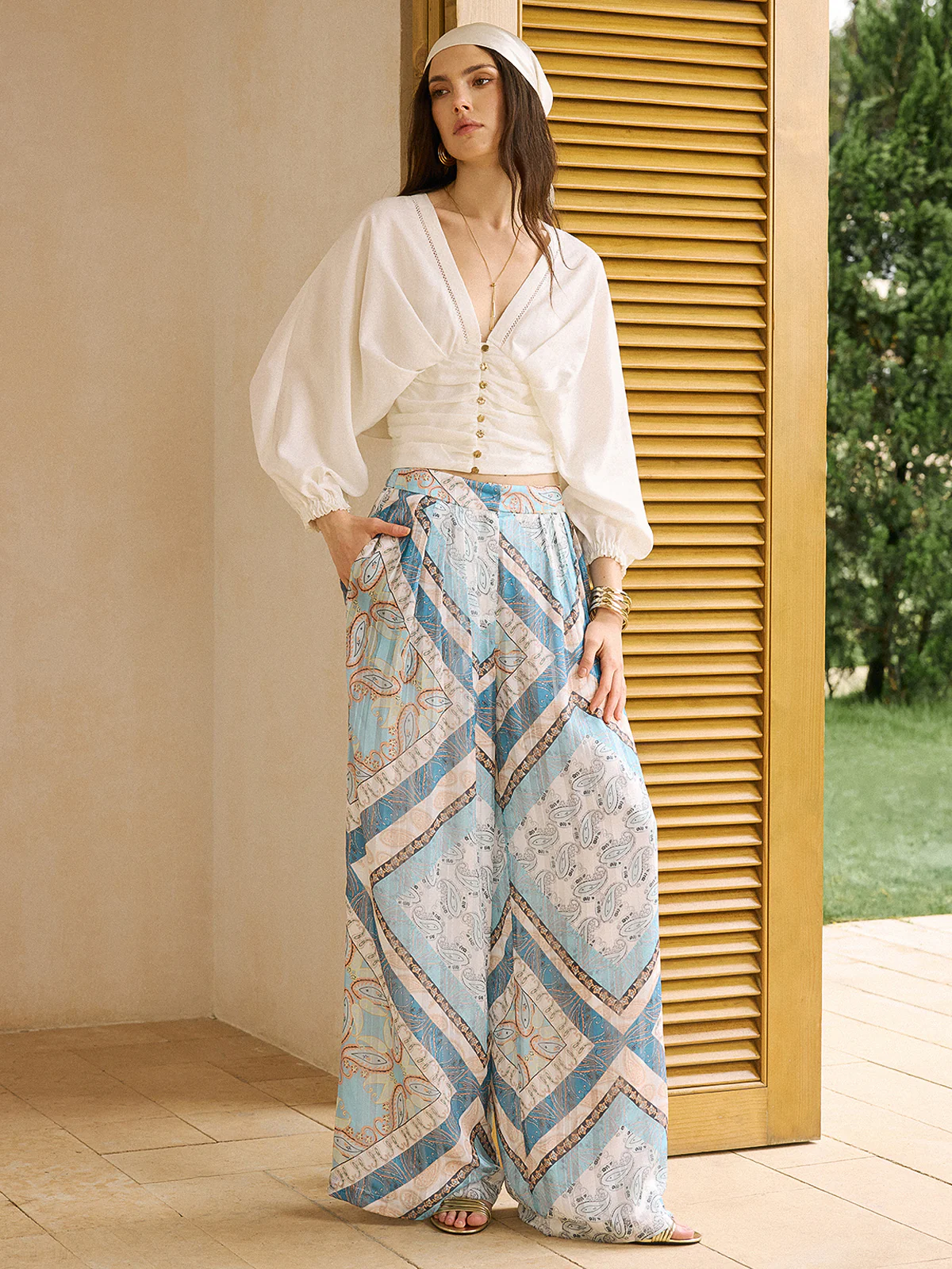 Boho Printed Wide-Leg Pants - Wholesalesil