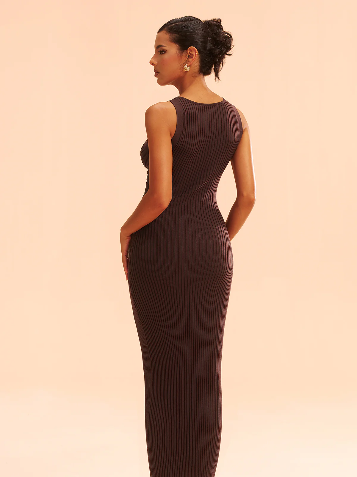 Ribbed Knit Cut-Out Bodycon Midi Dress - Wholesalesil
