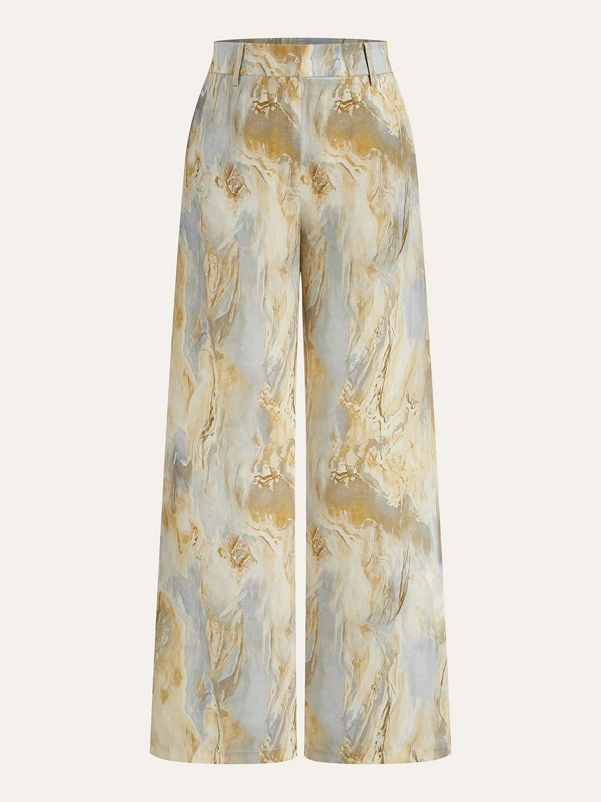 Semi-Sheer Marble Print Straight-Leg Pants - Wholesalesil