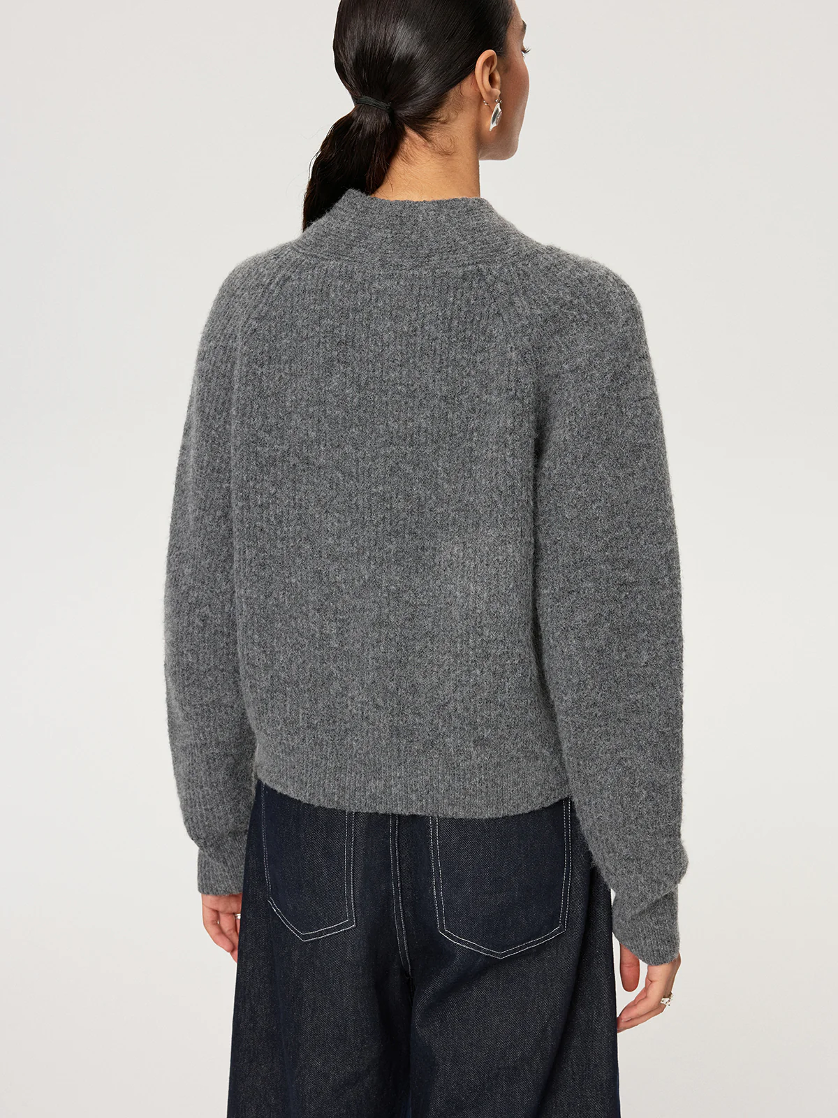 Tie-Neck Wool Blend Sweater - Wholesalesil