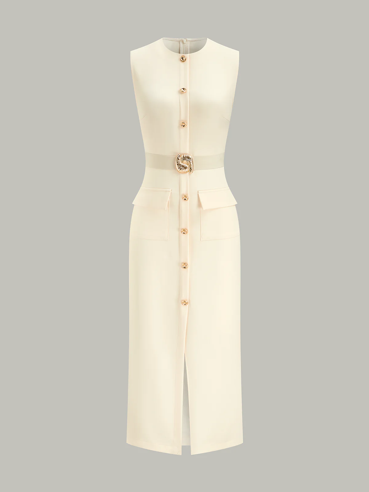 Button-Front Belted Maxi Dress - Wholesalesil