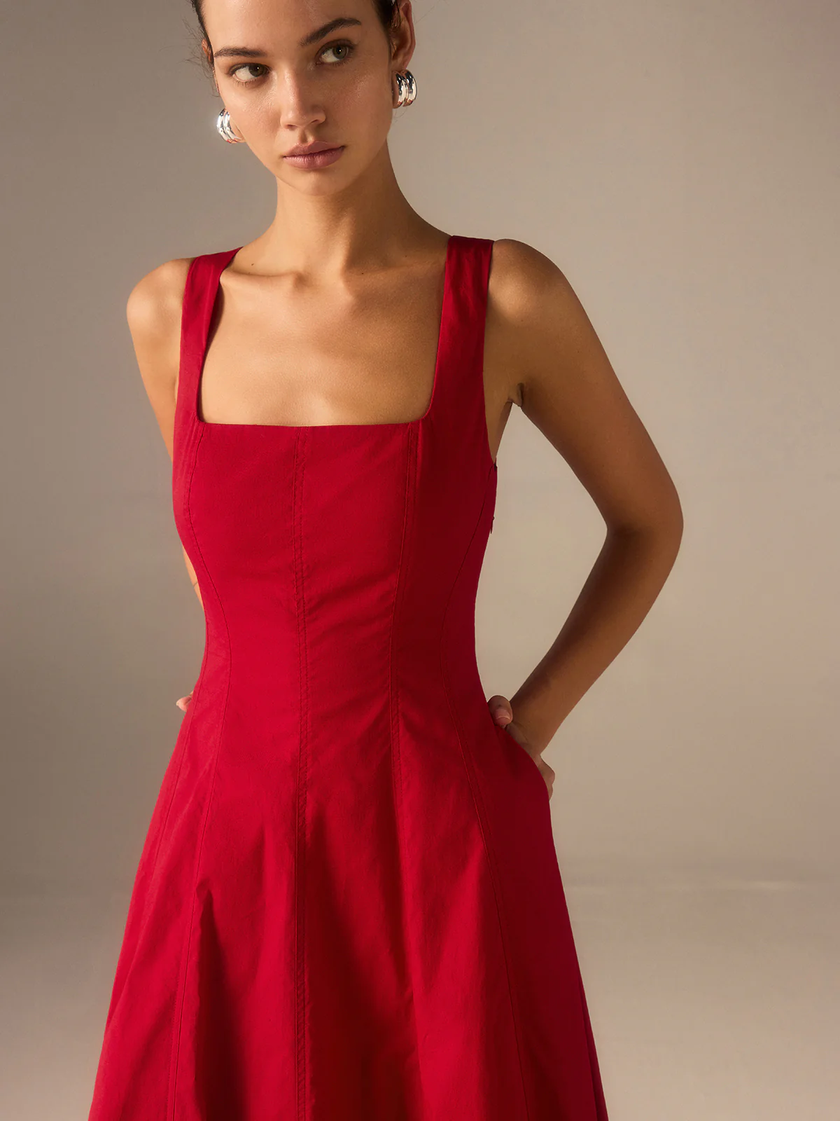 Cotton Maxi Dress with Lace-Up Back - Wholesalesil