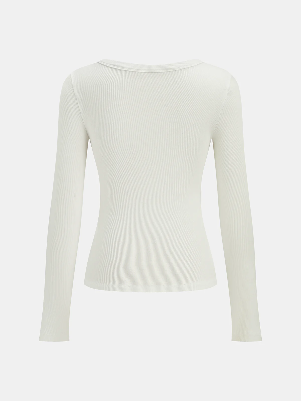 Cotton Blend Ribbed V-Neck Long Sleeve T-Shirt - Wholesalesil