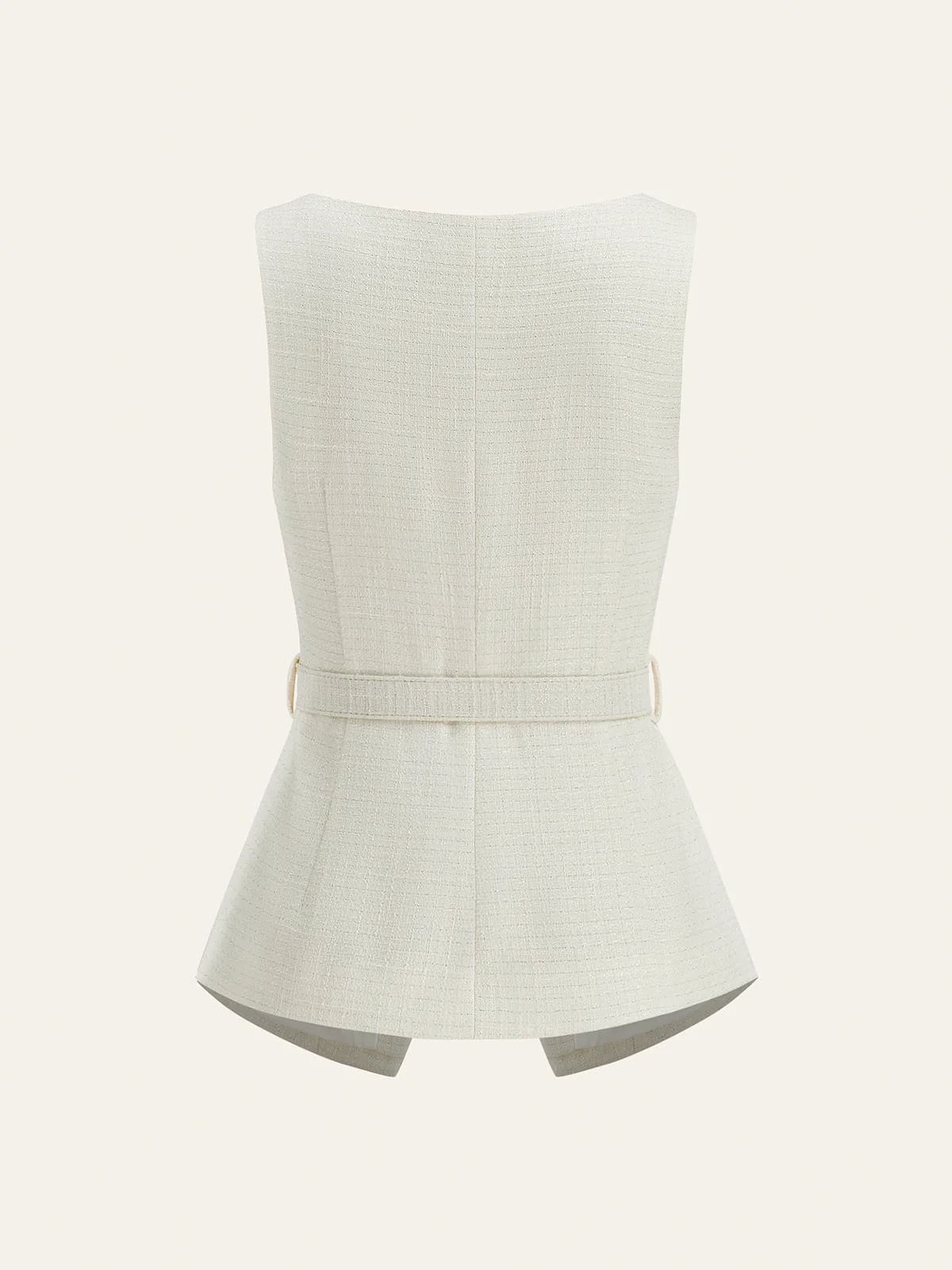 Belted Metal Button Sleeveless Vest - Wholesalesil