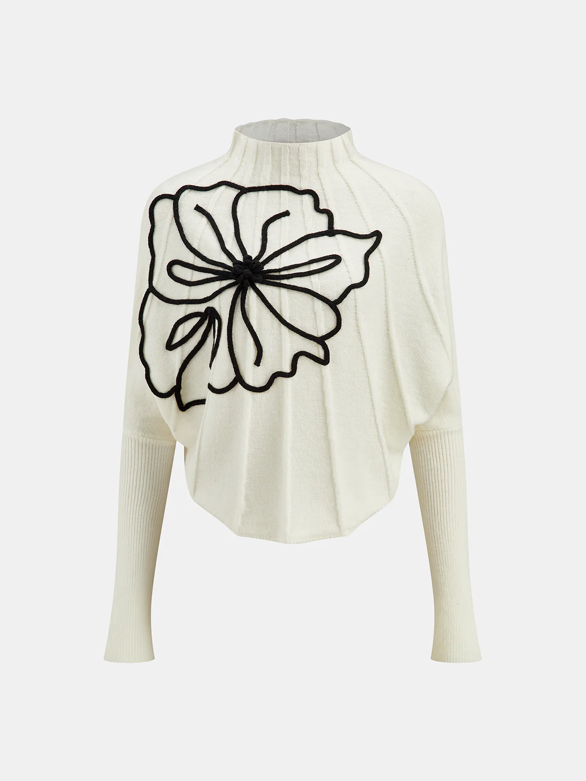 Floral Applique Knit Sweater - Wholesalesil