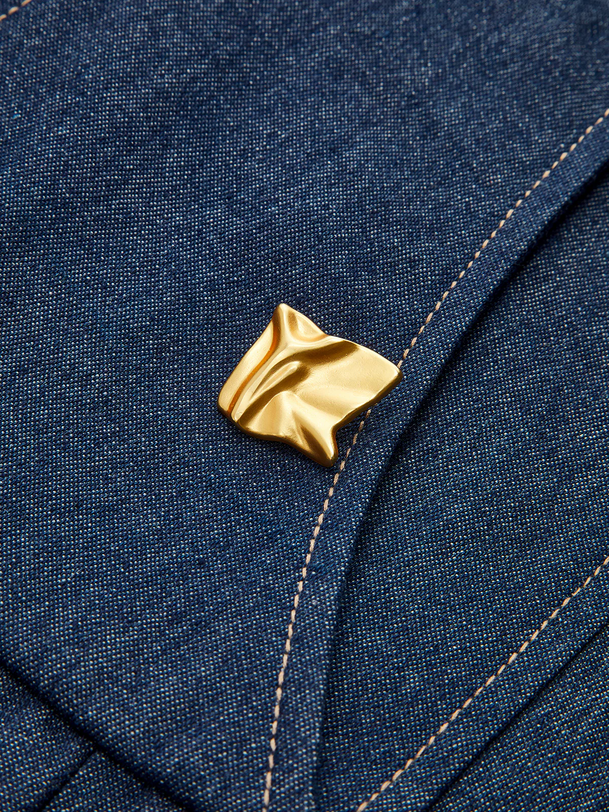 Metal Detail Denim Pleated Sleeveless Dress - Wholesalesil