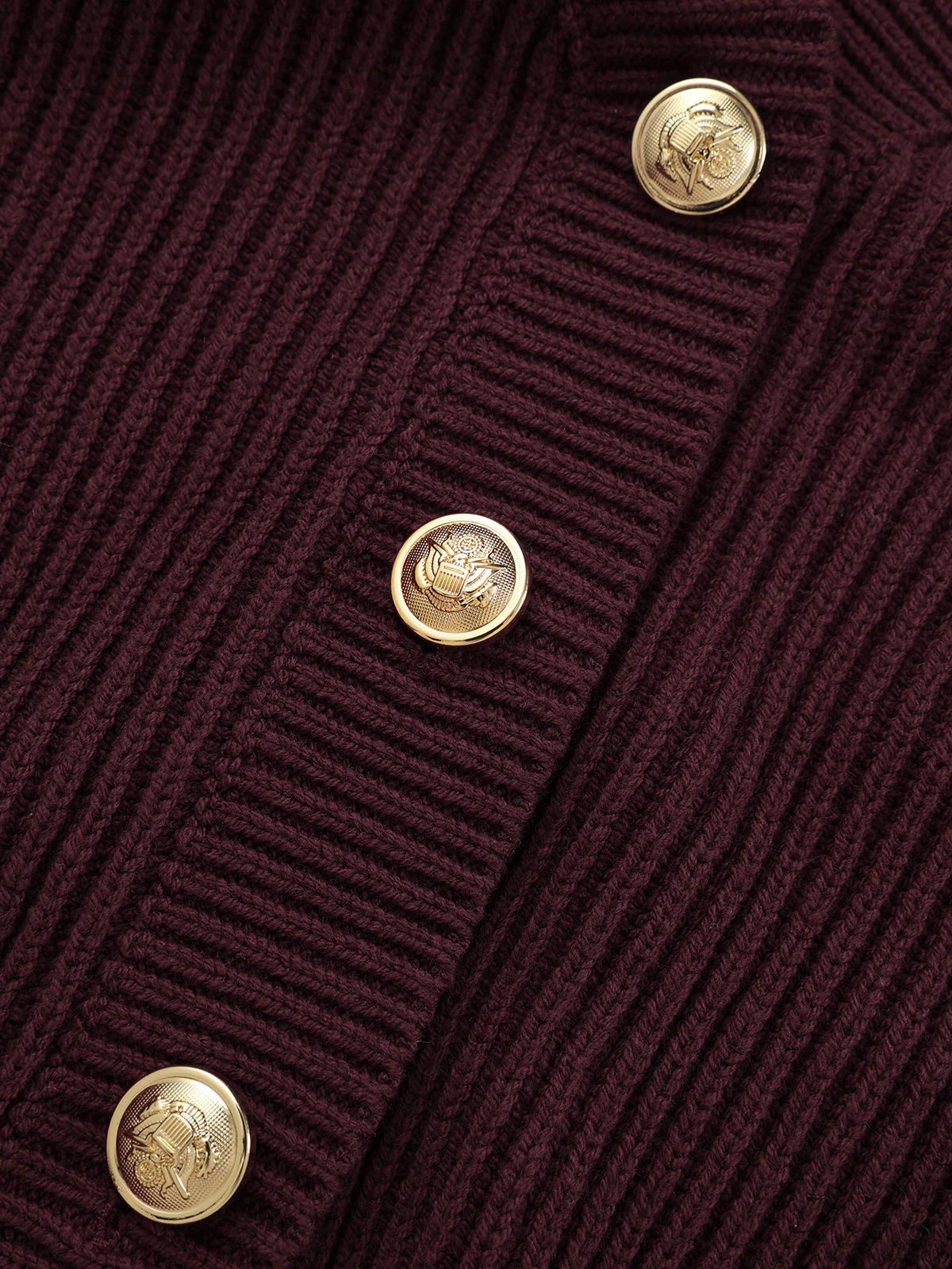 Metal Button Cinched Waist Knit Cardigan - Wholesalesil