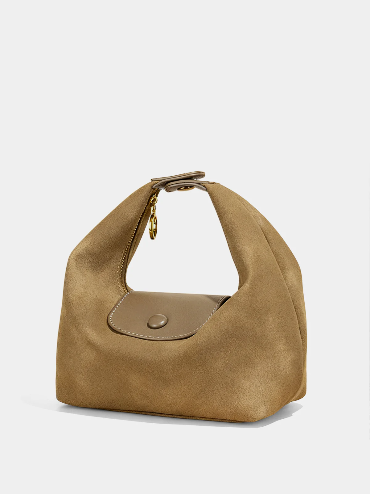Faux Suede Flap Hobo Bag - Wholesalesil