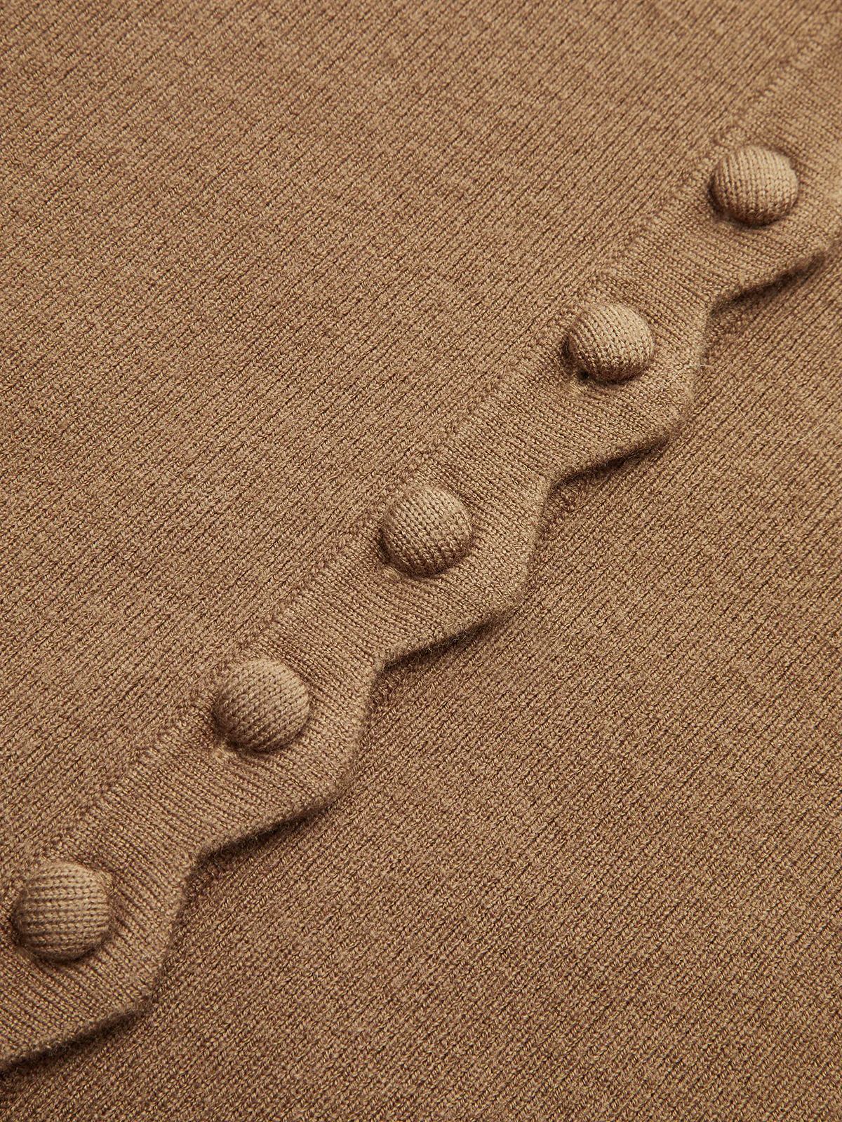 Scalloped Button Placket Knit Cardigan - Wholesalesil