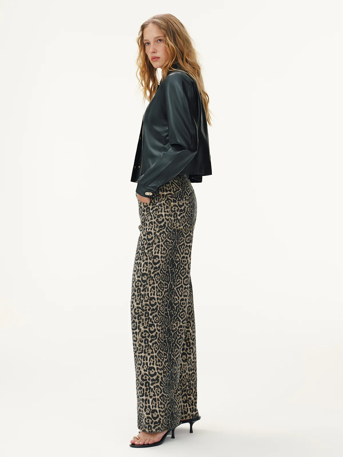 Leopard Print Denim Straight-Leg Jeans - Wholesalesil