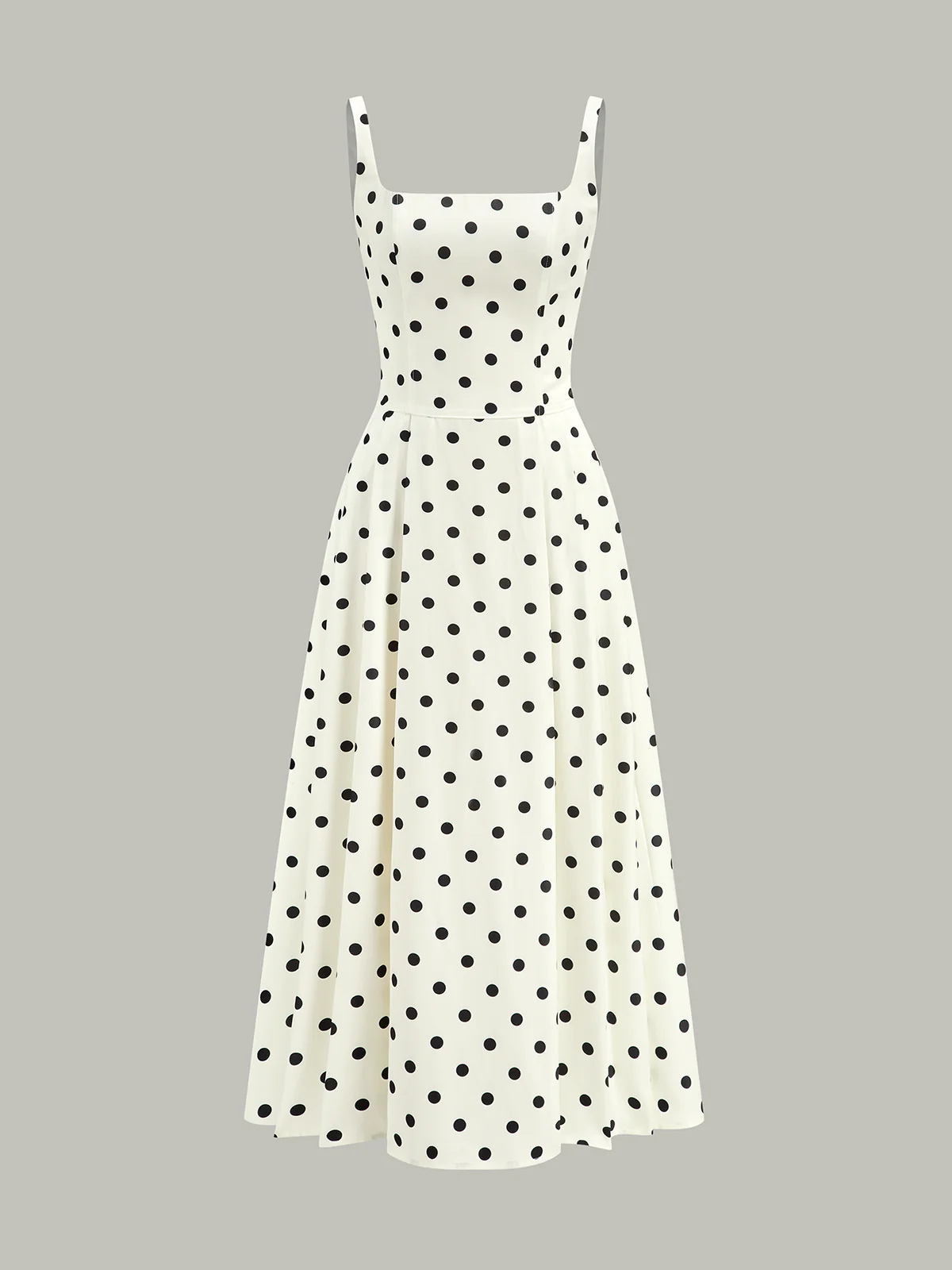 Polka Dot Square Neck Maxi Dress - Wholesalesil