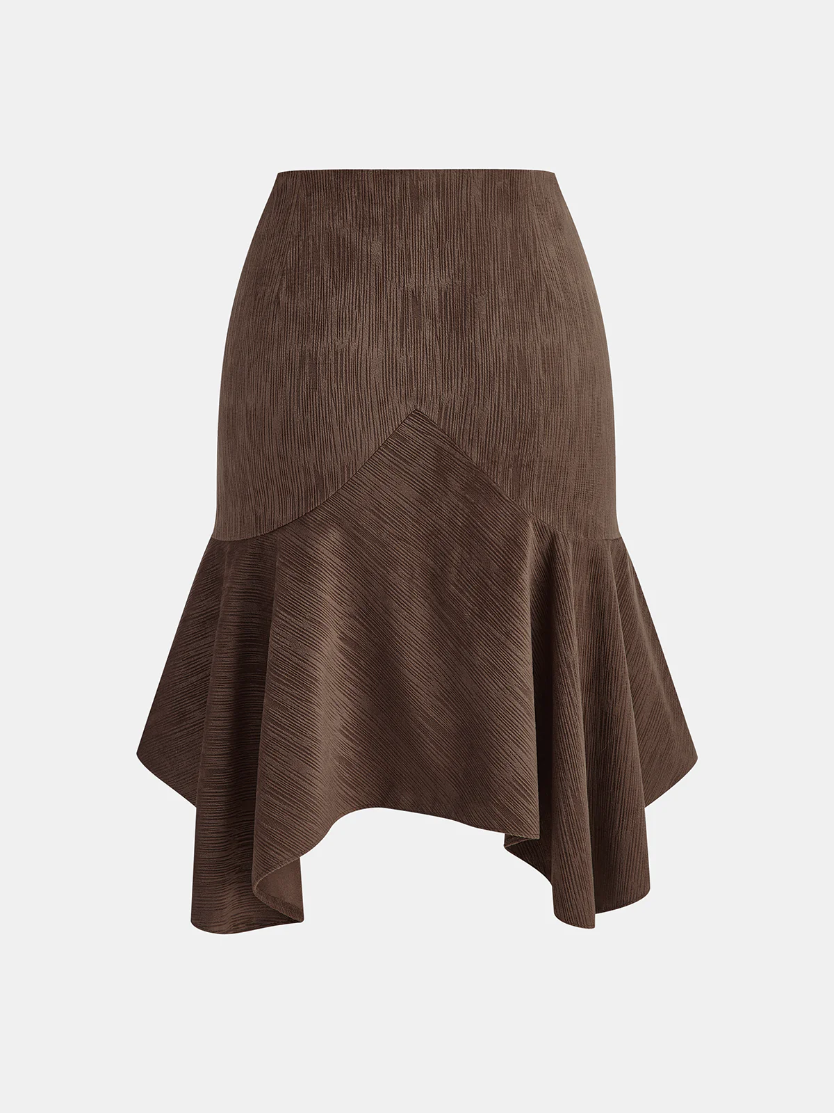 Asymmetric Ruffled Hem Midi Skirt - Wholesalesil
