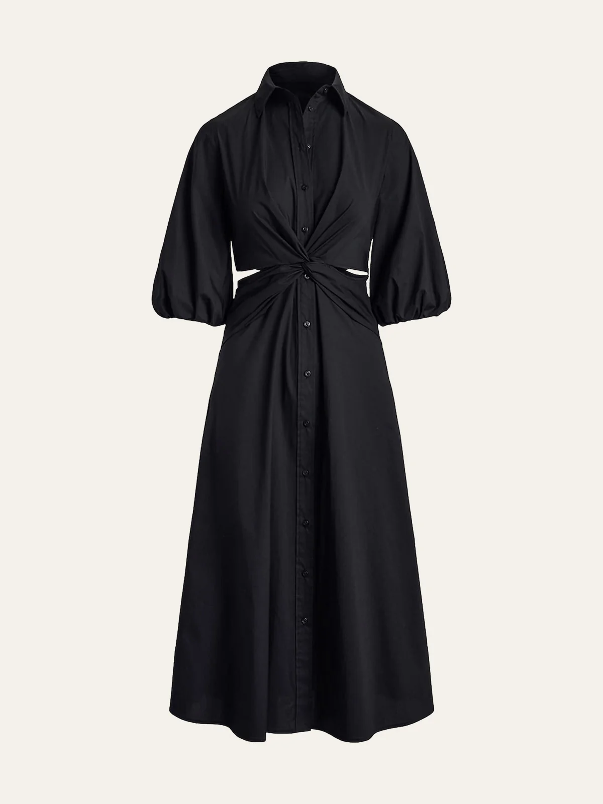 Twist Cut-Out Button Shirt Dress - Wholesalesil