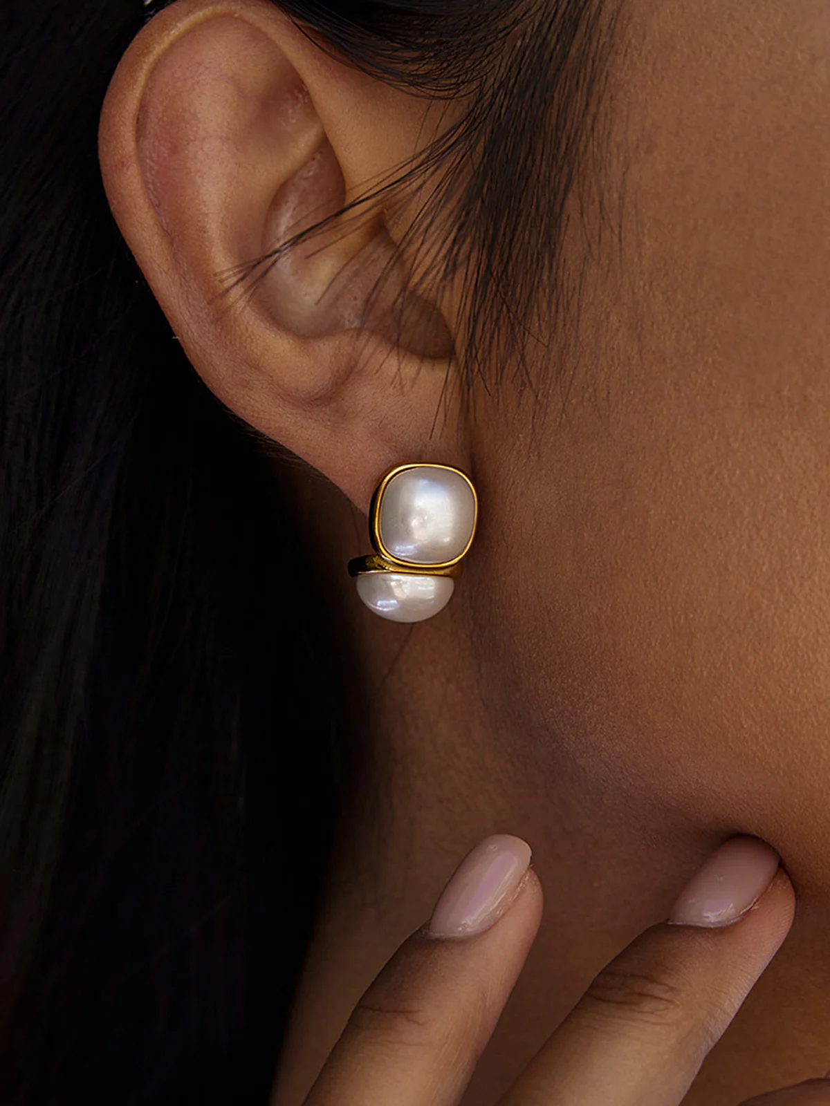 Double Pearl Stud Earrings - Wholesalesil