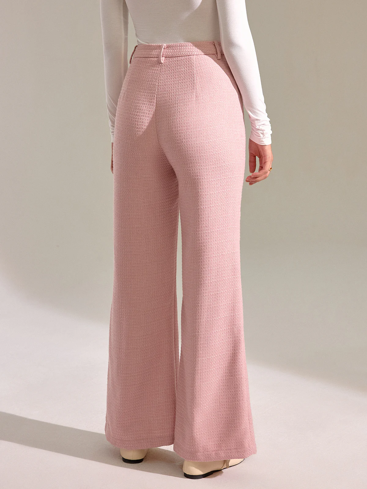 Textured Mid-Waist Straight Leg Pants - Wholesalesil