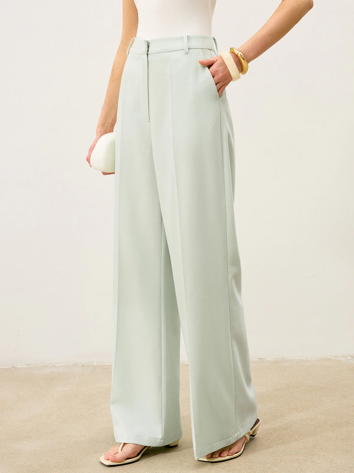 High-Waisted Wide-Leg Pants - Wholesalesil
