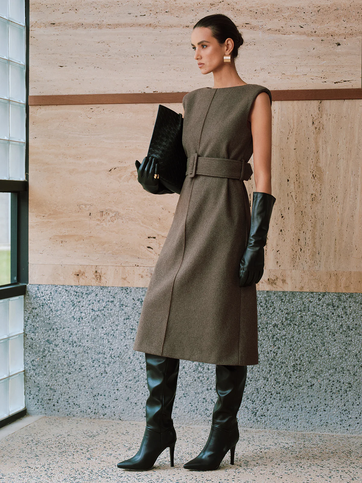 Belted Sleeveless Midi Dress - Wholesalesil