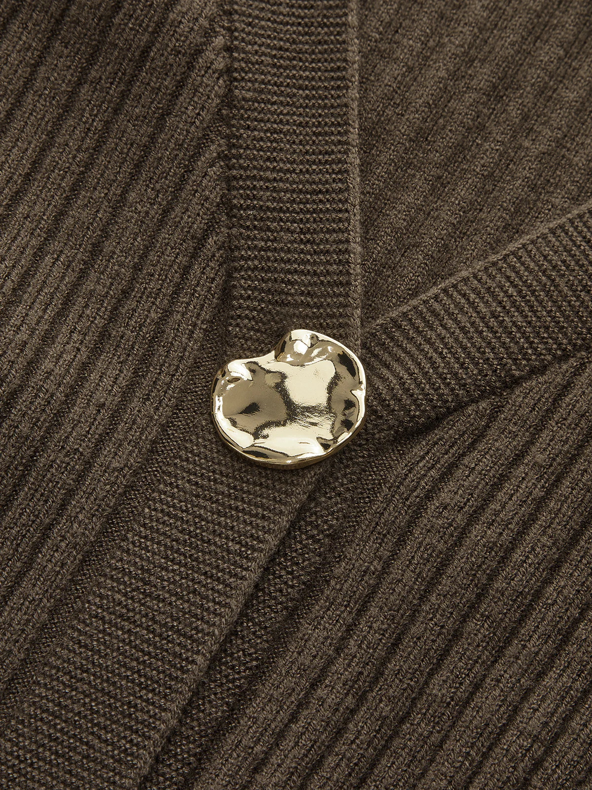 Metal Button Ribbed Cardigan - Wholesalesil