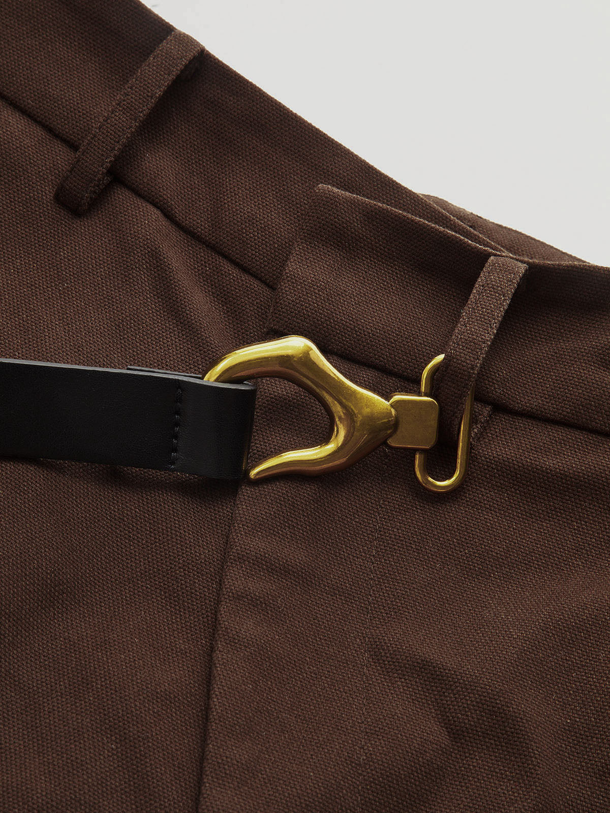 Asymmetric Belted Curved-Leg Pants - Wholesalesil