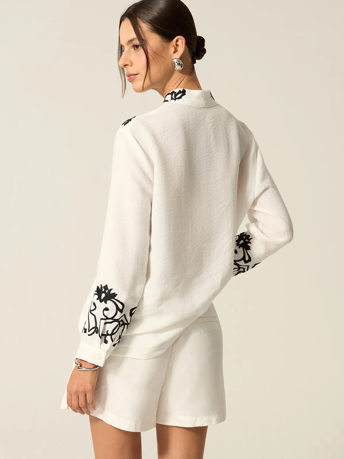 Embroidered Cotton & Linen Blouse - Wholesalesil