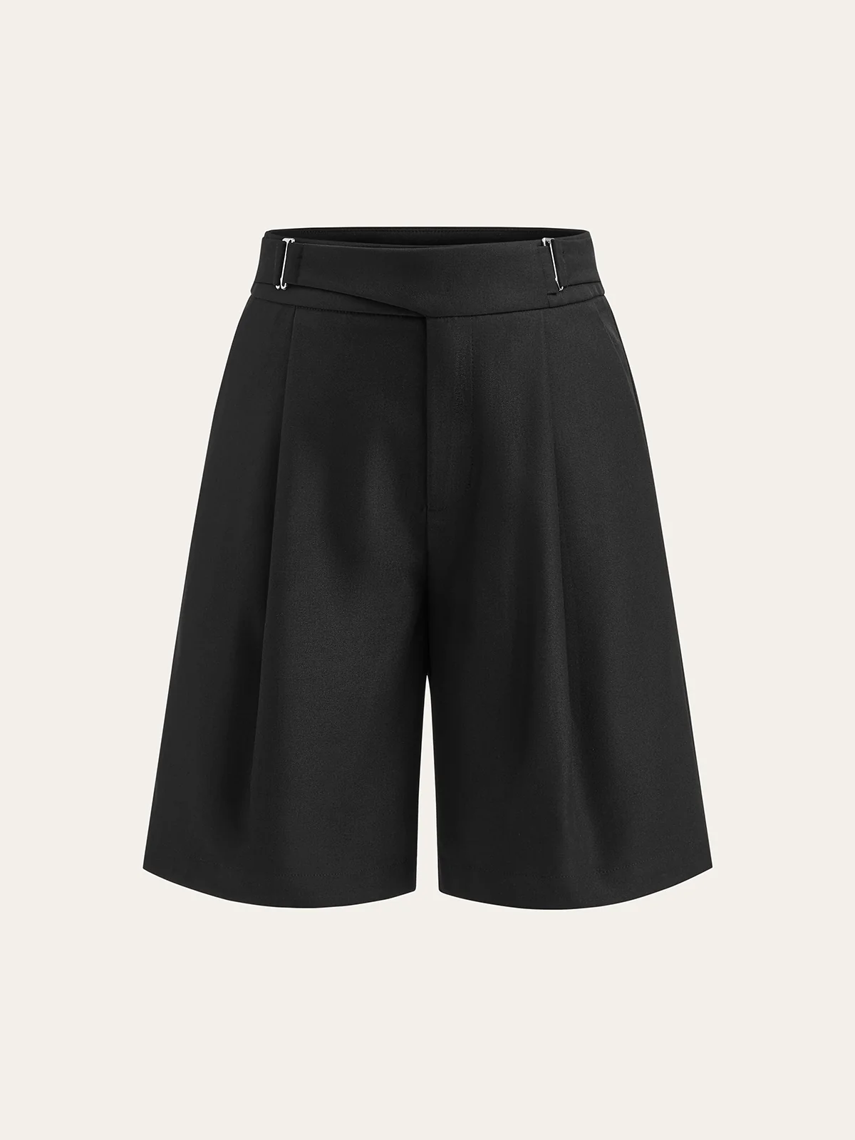 Buckle Detail Mid-Waist Shorts - Wholesalesil