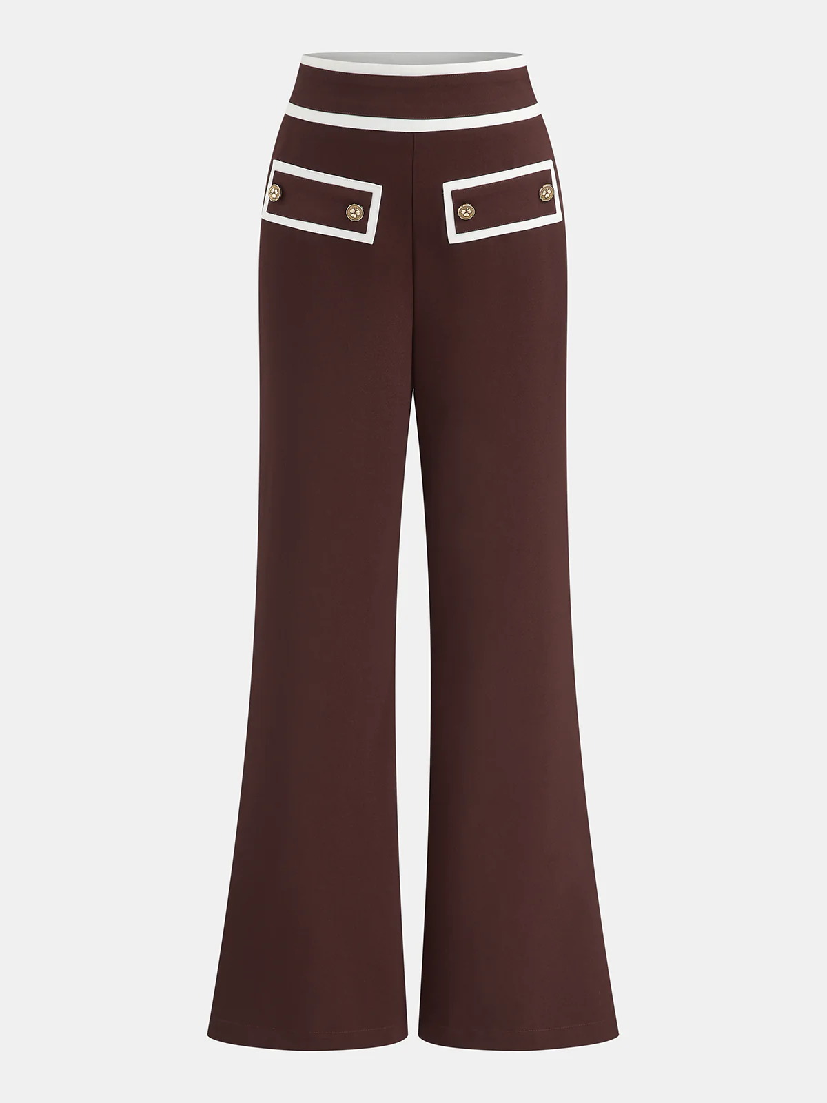 Casual Contrast Trim Flare Pants - Wholesalesil