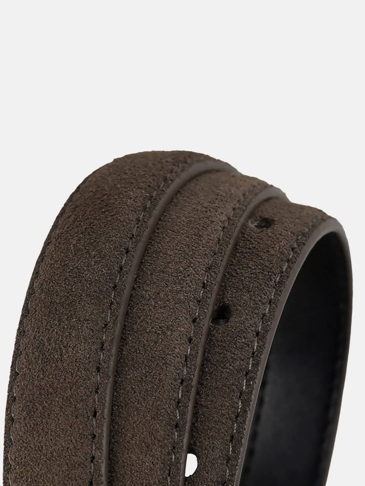 Rectangular Buckle Suede Effect Leather Belt - Wholesalesil