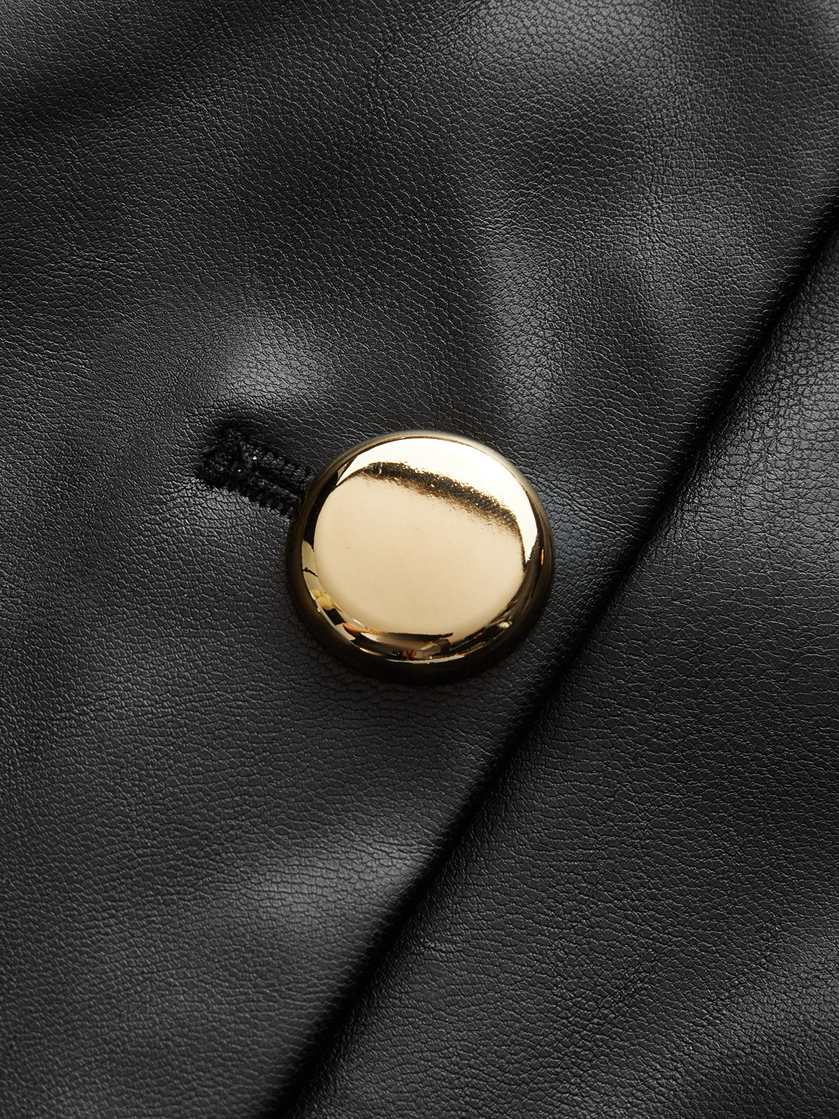 Metal Button Faux Leather Sleeveless Vest - Wholesalesil