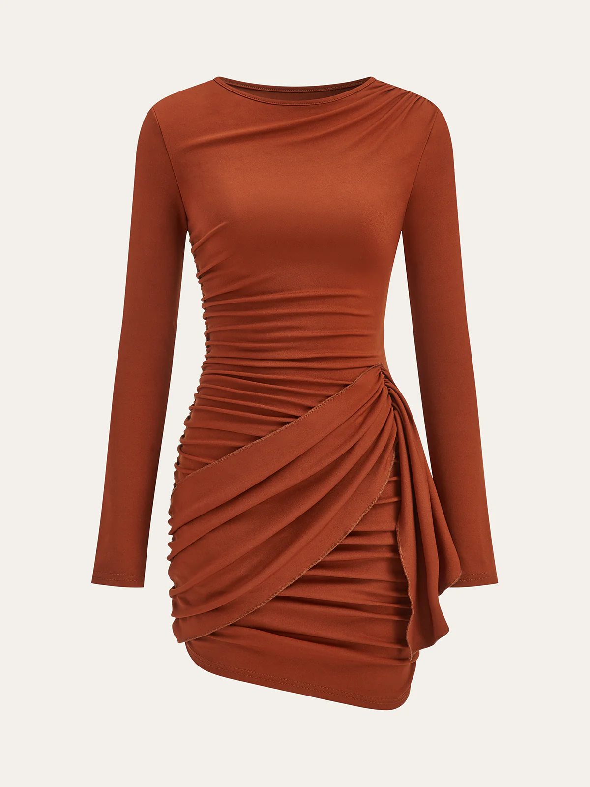 Ruched Long Sleeve Bodycon Dress - Wholesalesil
